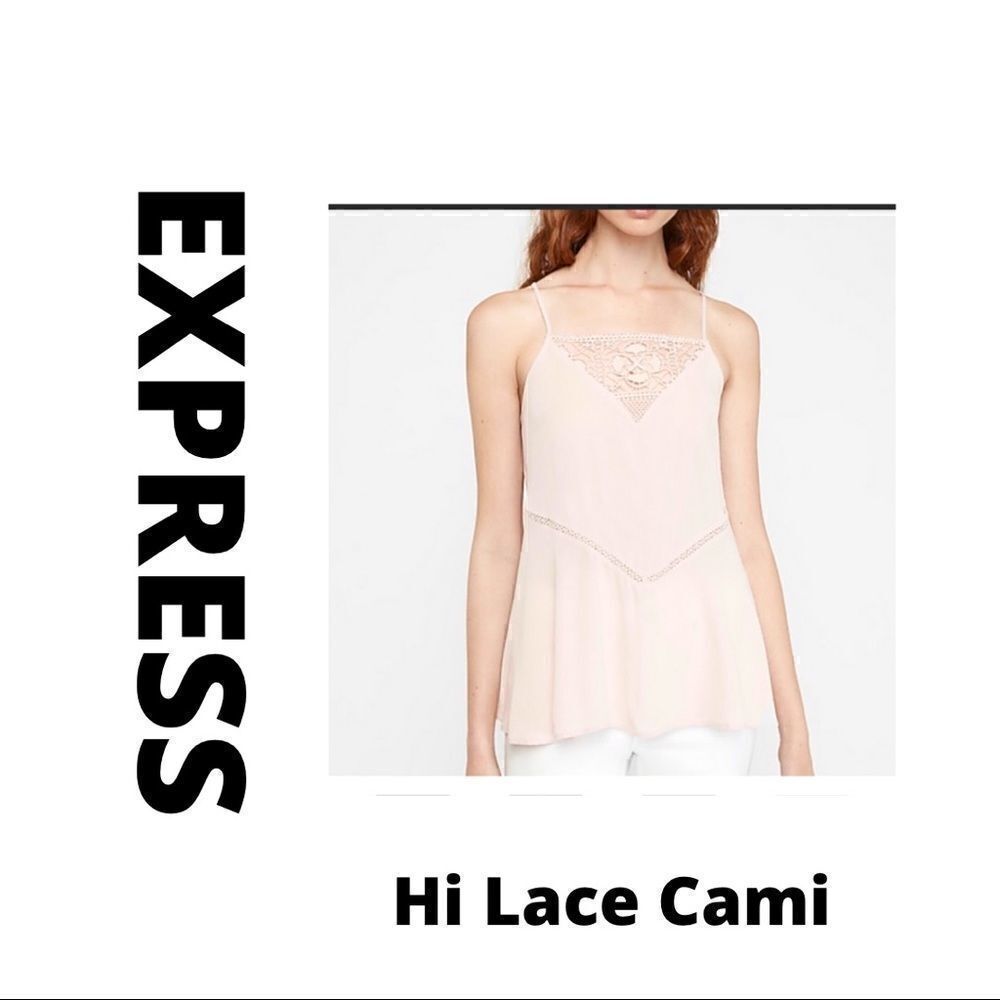 23-NWT EXPRESS Hi Neck Lace Cami, Truffle Pink